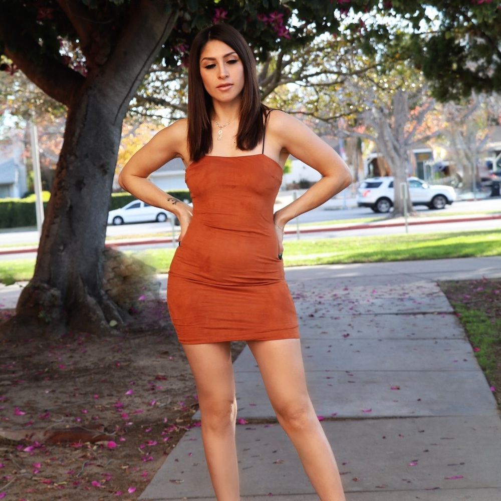 Bodycon fit dress Brick color